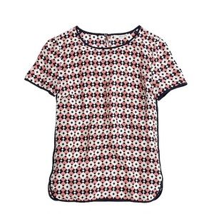 J.Crew Tipped Silk Tee in Diamond Tile
